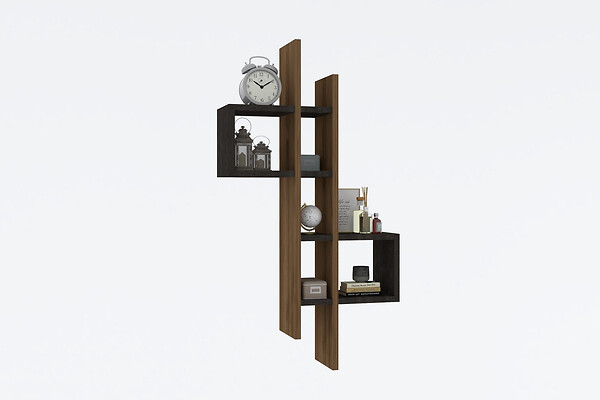 HABITAT ET JARDIN - Étagère murale en bois "Emse" - 53 x 19 x 108 cm - Chêne, Anthracite - large