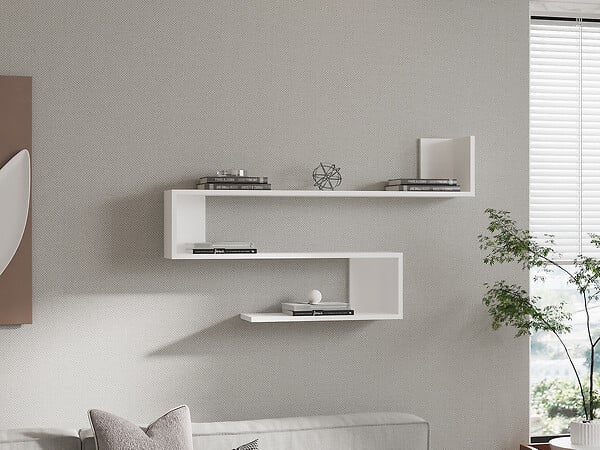 HABITAT ET JARDIN - Étagère murale en bois "Penne" - 120 x 20 x 71 cm - Blanc - large