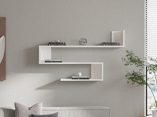 HABITAT ET JARDIN - Étagère murale en bois "Penne" - 120 x 20 x 71 cm - Blanc - large