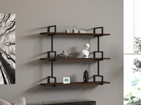 HABITAT ET JARDIN - Étagère murale en bois "Uras" - 87 x 22 x 76 cm - Noyer - large