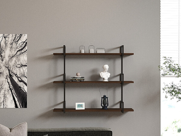 HABITAT ET JARDIN - Étagère murale en bois "Uras" - 87 x 22 x 76 cm - Noyer - large