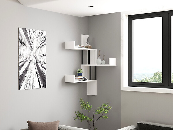 HABITAT ET JARDIN - Étagère murale en bois "Bombe" - 60 x 20 x 105 cm - Blanc - large