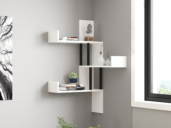 HABITAT ET JARDIN - Étagère murale en bois "Bombe" - 60 x 20 x 105 cm - Blanc - large