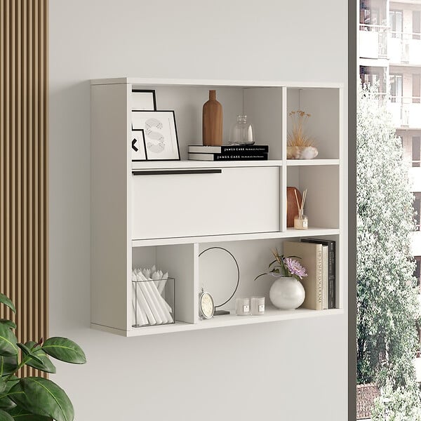 HABITAT ET JARDIN - Étagère murale en bois "Calvin" - 90 x 22 x 81 cm - Blanc - large