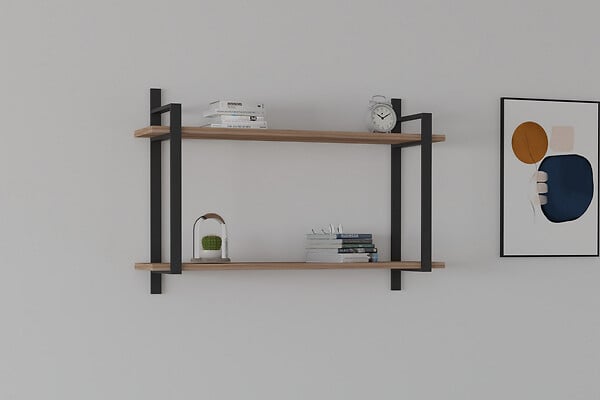 HABITAT ET JARDIN - Étagère murale en bois "Abat" - 90 x 22 x 60 cm - Noyer - large