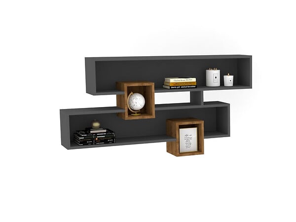 HABITAT ET JARDIN - Étagère murale en bois "Karen" - 120 x 22 x 75 cm - NoyerAnthracite - large