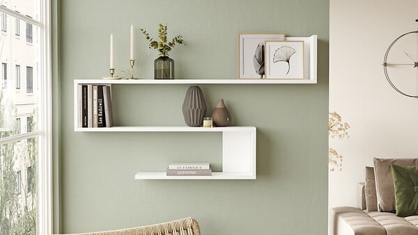 HABITAT ET JARDIN - Étagère murale en bois "WL10" - 120 x 14 x 71 cm - Blanc - large