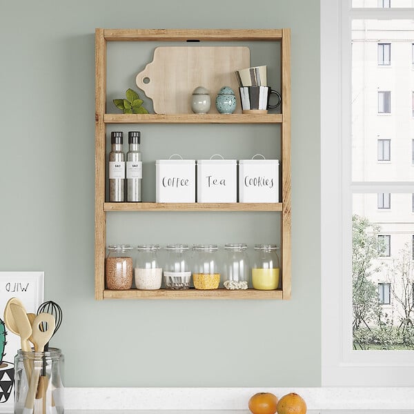 HABITAT ET JARDIN - Étagère murale en bois "PR1" - 43 x 9 x 60 cm - Pin atlantique - large