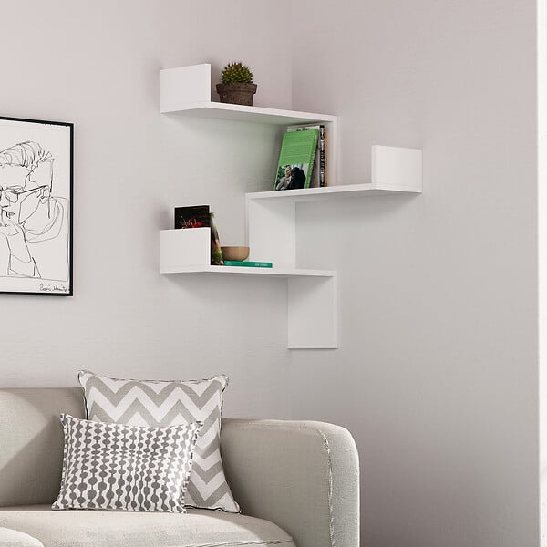 HABITAT ET JARDIN - Étagère murale en bois "Luksa" - 60 x 60 x 90 cm - Blanc - large