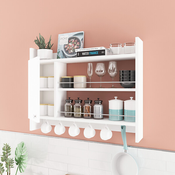 HABITAT ET JARDIN - Etagère de cuisine en bois "Knerr" - 85 x 13 x 65 cm - Blanc - large