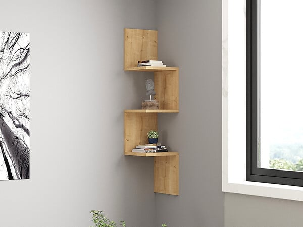 HABITAT ET JARDIN - Étagère murale en bois "Zikzak" - 25 x 25 x 105 cm - Saphir - large