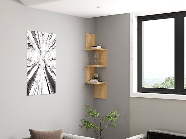 HABITAT ET JARDIN - Étagère murale en bois "Zikzak" - 25 x 25 x 105 cm - Saphir - large