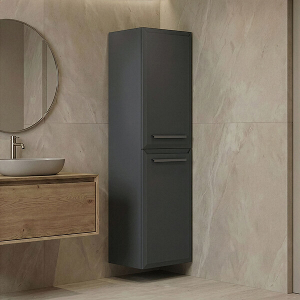 HABITAT ET JARDIN - Armoire de Salle de Bain "Nuvola 40 v3" - 40 x 32 x 138 cm - Anthracite - large