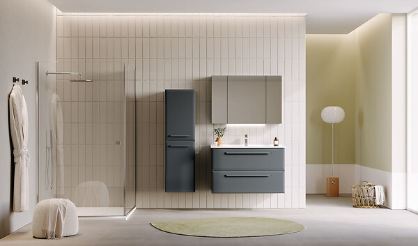 HABITAT ET JARDIN - Armoire de Salle de Bain "Nuvola 40 v3" - 40 x 32 x 138 cm - Anthracite - large