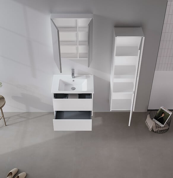 HABITAT ET JARDIN - Armoire de Salle de Bain "Side 40" - 40 x 27 x 138 cm - Matte White - large