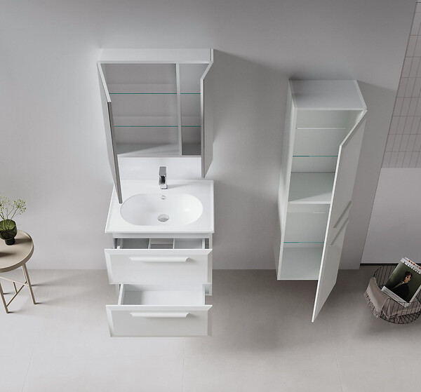 HABITAT ET JARDIN - Armoire de Salle de Bain "Nuvola 40 v3" - 40 x 32 x 138 cm - Cashmere - large