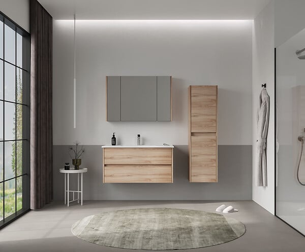 HABITAT ET JARDIN - Armoire de Salle de Bain "Side 40" - 40 x 27 x 138 cm - Oak - large