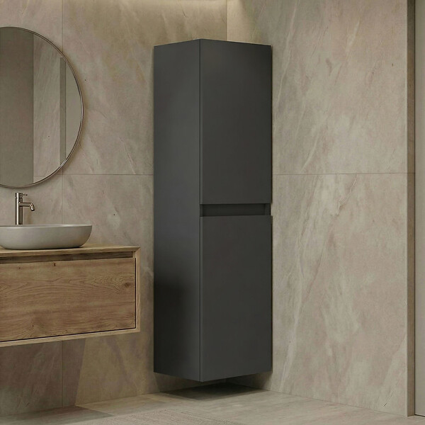 HABITAT ET JARDIN - Armoire de Salle de Bain "Nest 40 v2" - 40 x 32 x 138 cm - Matte Anthracite - large