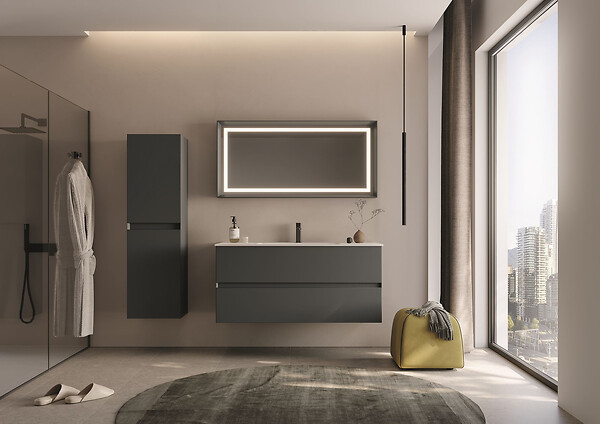 HABITAT ET JARDIN - Armoire de Salle de Bain "Nest 40 v2" - 40 x 32 x 138 cm - Matte Anthracite - large