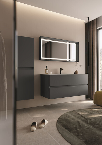 HABITAT ET JARDIN - Armoire de Salle de Bain "Nest 40 v2" - 40 x 32 x 138 cm - Matte Anthracite - large