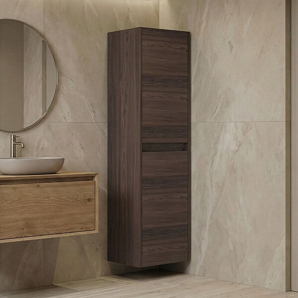 HABITAT ET JARDIN - Armoire de Salle de Bain "Side 40" - 40 x 27 x 138 cm - Dark Walnut - large