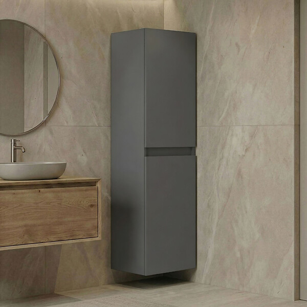 HABITAT ET JARDIN - Armoire de Salle de Bain "Nest 40 v2" - 40 x 32 x 138 cm - Matte Grey - large
