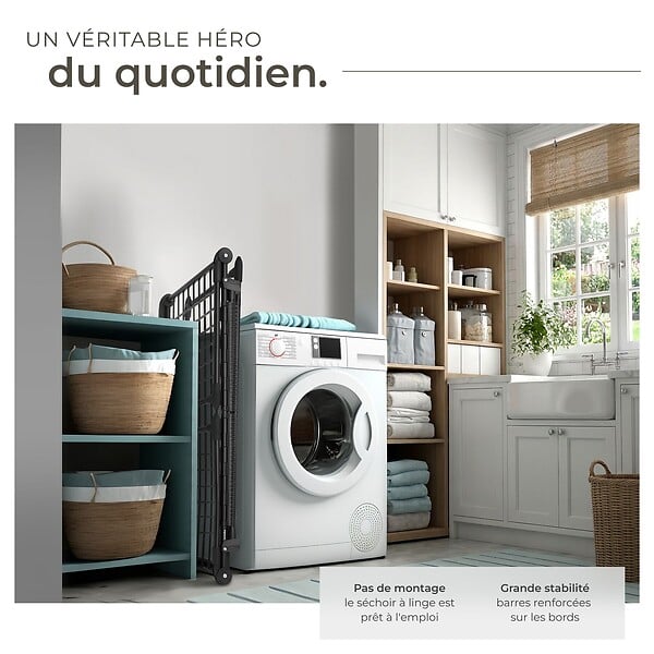 TECTAKE - Séchoir à linge LIFE pliable de 1,8 m noir - large
