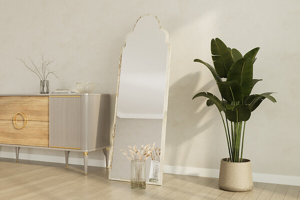 HABITAT ET JARDIN - Miroir en bois "Sahmaran " - 50 x 160 cm - Beige - large