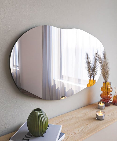 HABITAT ET JARDIN - Miroir en bois "Lossa" - 52 x 89 cm - Noir - large