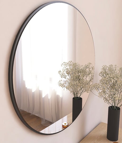 HABITAT ET JARDIN - Miroir en bois "Ozze" - 60 x 60 cm - Noir - large