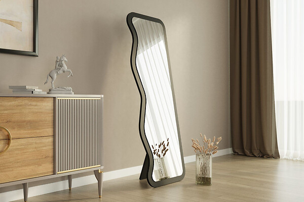 HABITAT ET JARDIN - Miroir en bois "Asel" - 50 x 160 cm - Noir - large