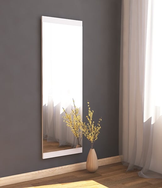 HABITAT ET JARDIN - Miroir en bois "Azus" - 40 x 120 cm - Blanc - large