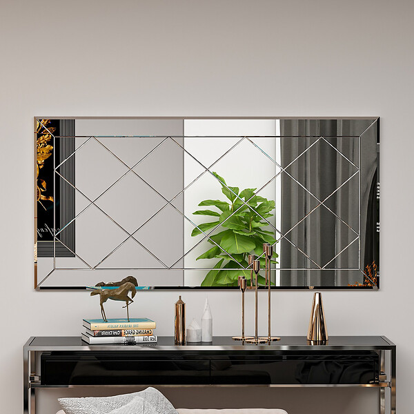 HABITAT ET JARDIN - Miroir en bois "Pauli" - 120 x 60 cm - Blanc - large