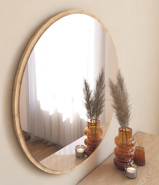 HABITAT ET JARDIN - Miroir en bois "Ozze" - 60 x 60 cm - Beige - large