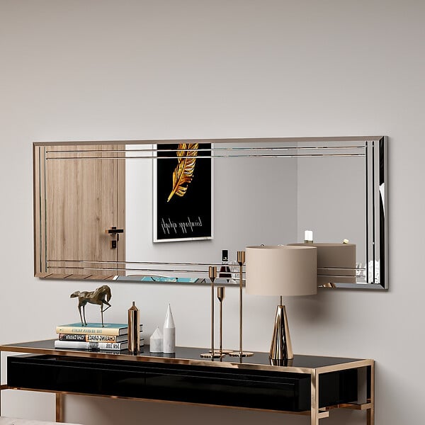 HABITAT ET JARDIN - Miroir en bois "Buhem" - 40 x 120 cm - Blanc - large