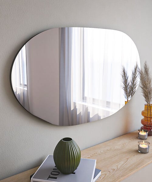 HABITAT ET JARDIN - Miroir en bois "Vanomi" - 52 x 89 cm - Noir - large