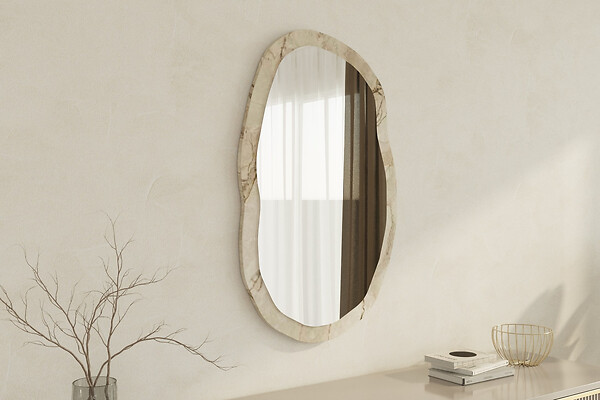 HABITAT ET JARDIN - Miroir en bois "Lossa" - 52 x 86 cm - Beige marbré - large