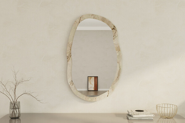 HABITAT ET JARDIN - Miroir en bois "Lossa" - 52 x 86 cm - Beige marbré - large