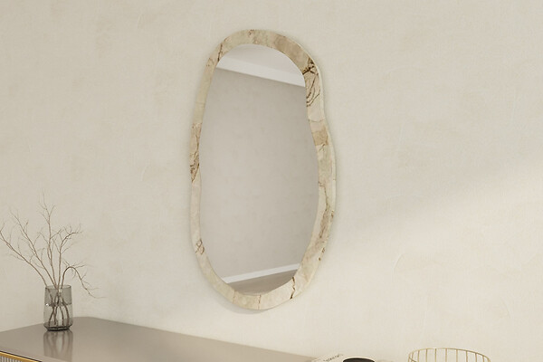 HABITAT ET JARDIN - Miroir en bois "Lossa" - 52 x 86 cm - Beige marbré - large