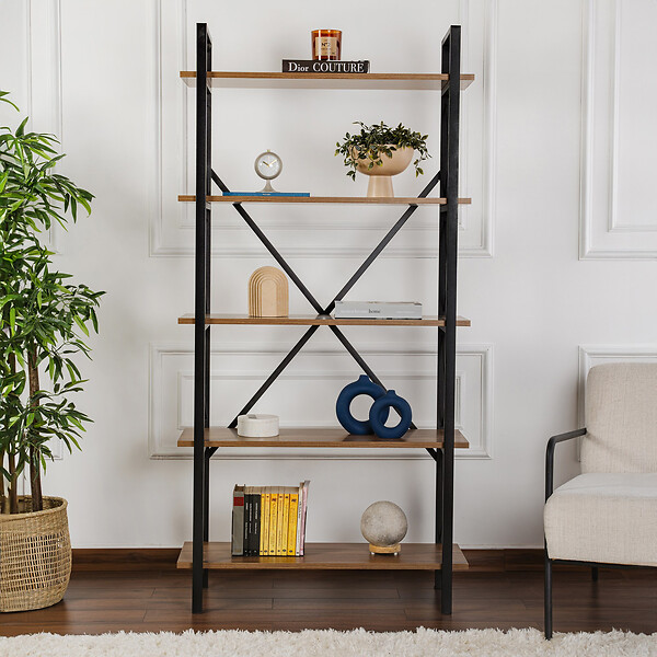 HABITAT ET JARDIN - Bibliothèque en bois "Elysian" - 90 x 33 x 180 cm - NoyerNoir - large