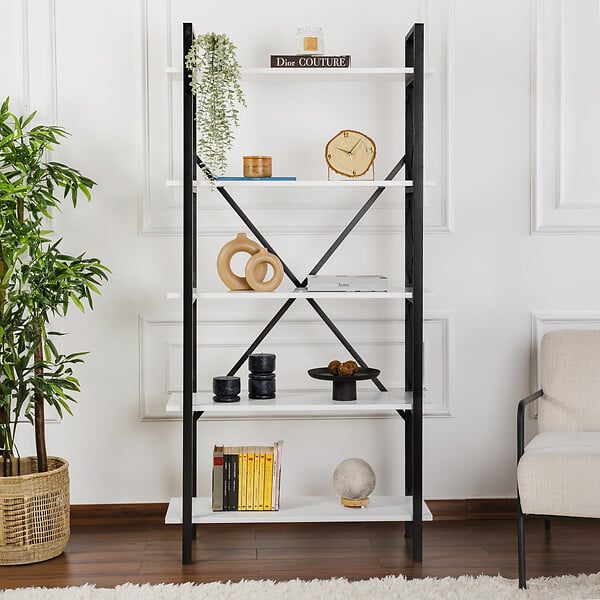 HABITAT ET JARDIN - Bibliothèque en bois "Elysian" - 90 x 33 x 180 cm - BlancNoir - large