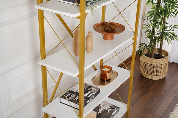 HABITAT ET JARDIN - Bibliothèque en bois "Elysian" - 90 x 33 x 180 cm - Or blanc - large