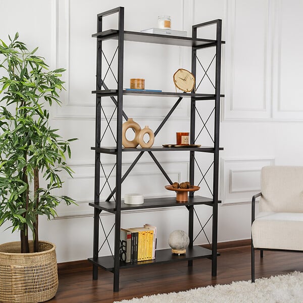 HABITAT ET JARDIN - Bibliothèque en bois "Elysian" - 90 x 33 x 180 cm - Bois NoirNoir - large