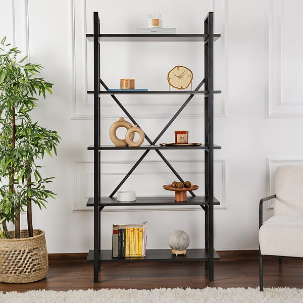 HABITAT ET JARDIN - Bibliothèque en bois "Elysian" - 90 x 33 x 180 cm - Bois NoirNoir - large