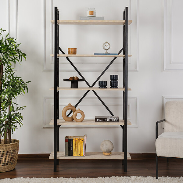 HABITAT ET JARDIN - Bibliothèque en bois "Elysian" - 90 x 33 x 180 cm - TravertinNoir - large