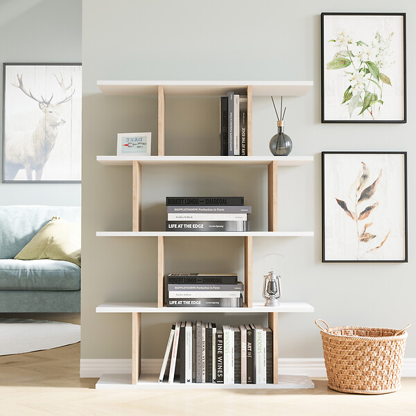 HABITAT ET JARDIN - Bibliothèque en bois "Harmon" - 90 x 25 x 127 cm - Blanc - large
