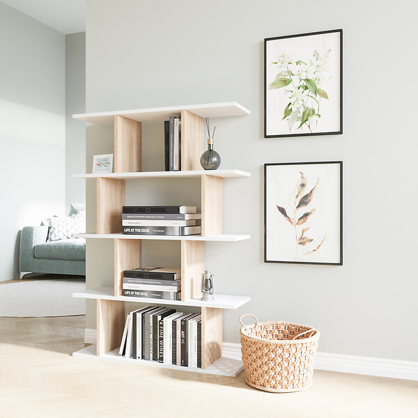 HABITAT ET JARDIN - Bibliothèque en bois "Harmon" - 90 x 25 x 127 cm - Blanc - large