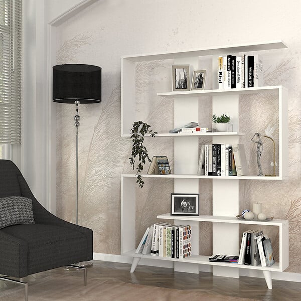 HABITAT ET JARDIN - Bibliothèque en bois "Rain" - 120 x 20 x 162 cm - Blanc - large
