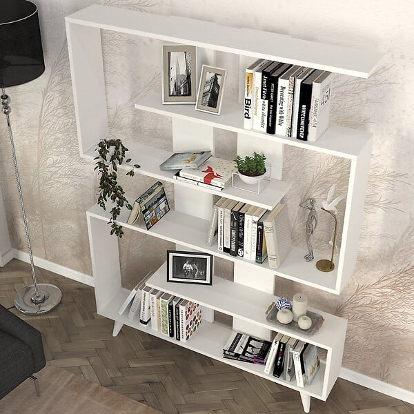 HABITAT ET JARDIN - Bibliothèque en bois "Rain" - 120 x 20 x 162 cm - Blanc - large