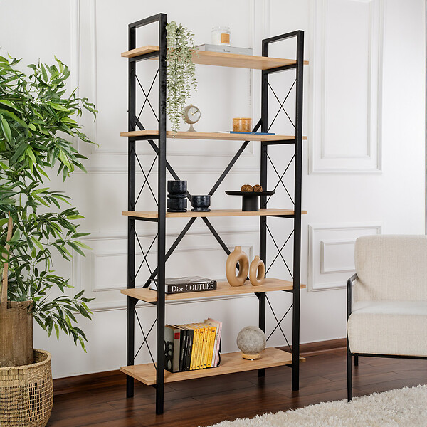 HABITAT ET JARDIN - Bibliothèque en bois "Elysian" - 90 x 33 x 180 cm - ChêneNoir - large